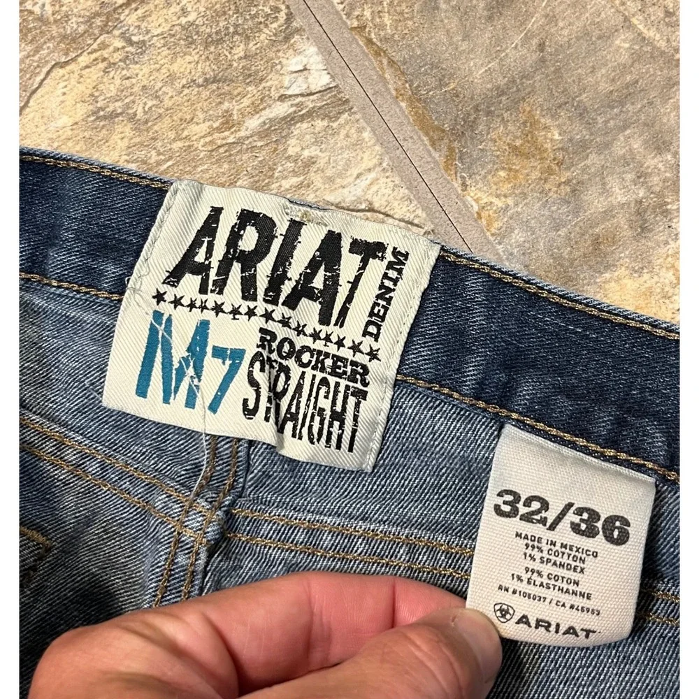 Ariat M7 Rocker Straight Leg Jeans Men 32x36 Blue Western Denim Workwear